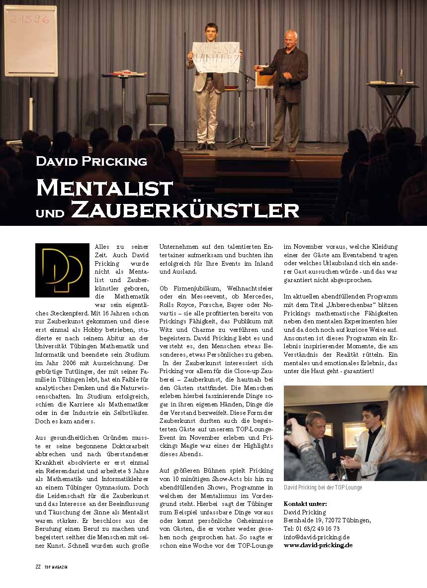 Close-up Zauberei (Tischzauberei) bei Incentive Veranstaltung. David Pricking brachte die Leute als Tischzauberer zum Lachen und sorgte f&uuml;r erstklassige Unterhaltung