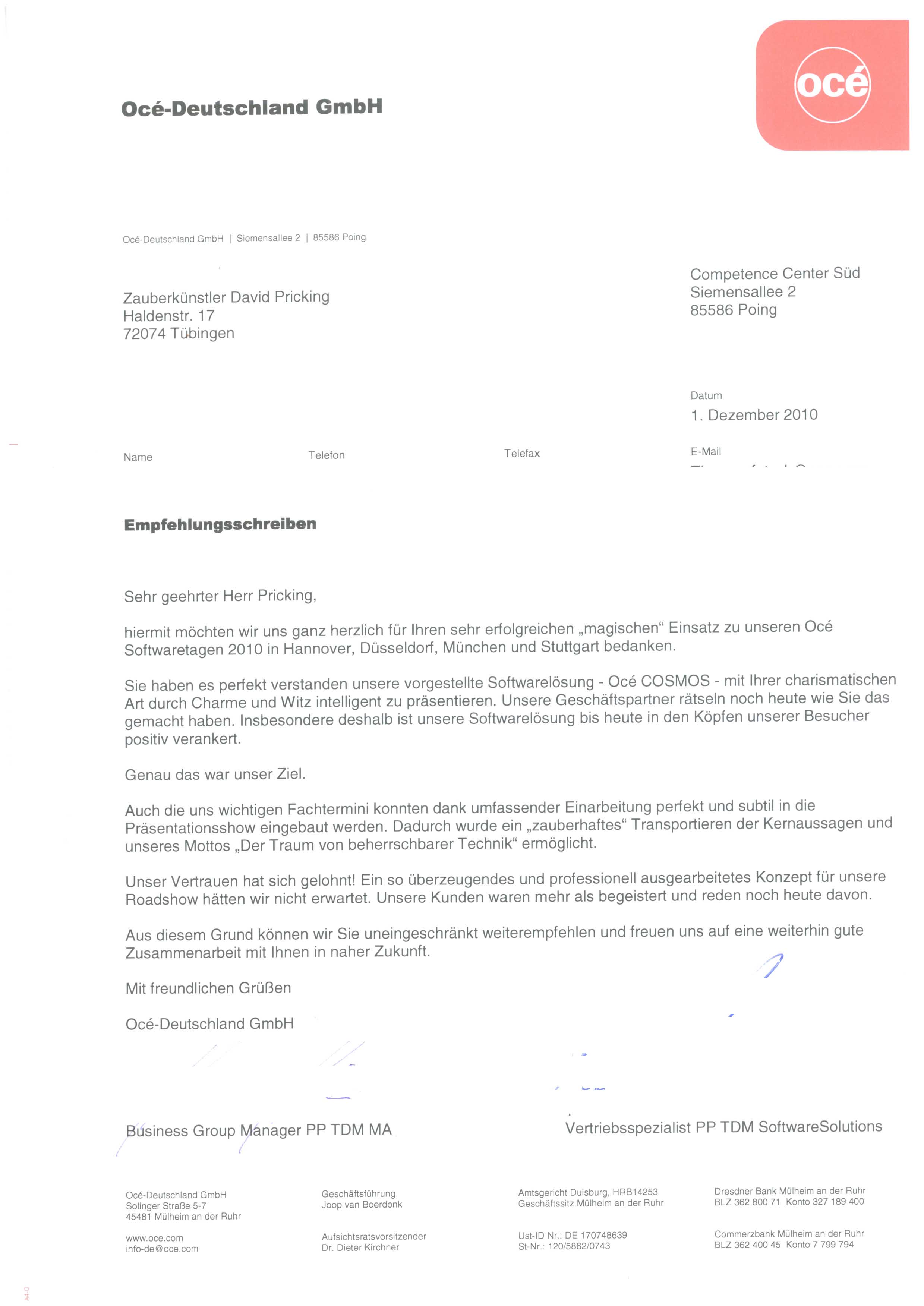 Hier erfahren Sie etwas &uuml;ber die Referenzen des Zauberers. Vor allem wo er schon als Tischzauberer und mit seiner B&uuml;hnenshow war