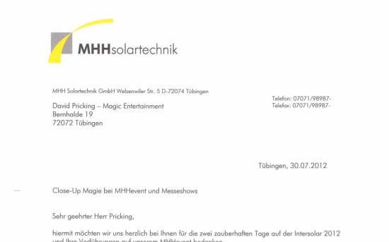 Messe-Zauberei bei MHH Solartechnik GmbH