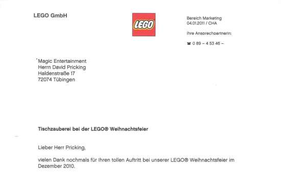 Weihnachtsfeier bei Lego GmbH